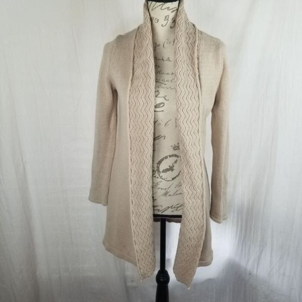 Leo &‎ Nicole Open Front Cream Cardigan Size M